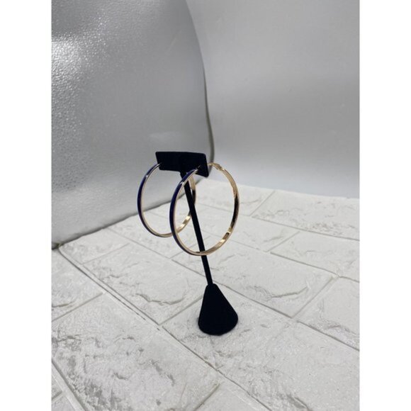 Women’s Big Enamel Hoop Earrings with Rose Gold Tone Plated, Nickel-free Stainle - Picture 9 of 10